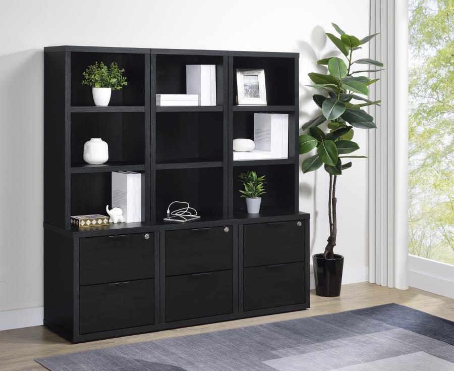 Modal Additional Images for Westpark 3-shelf Bookcase USB and Lockable Drawer Black