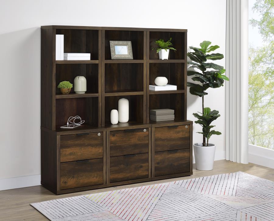 Modal Additional Images for Westpark 3-shelf Bookcase USB and Lockable Drawer Dark Pine