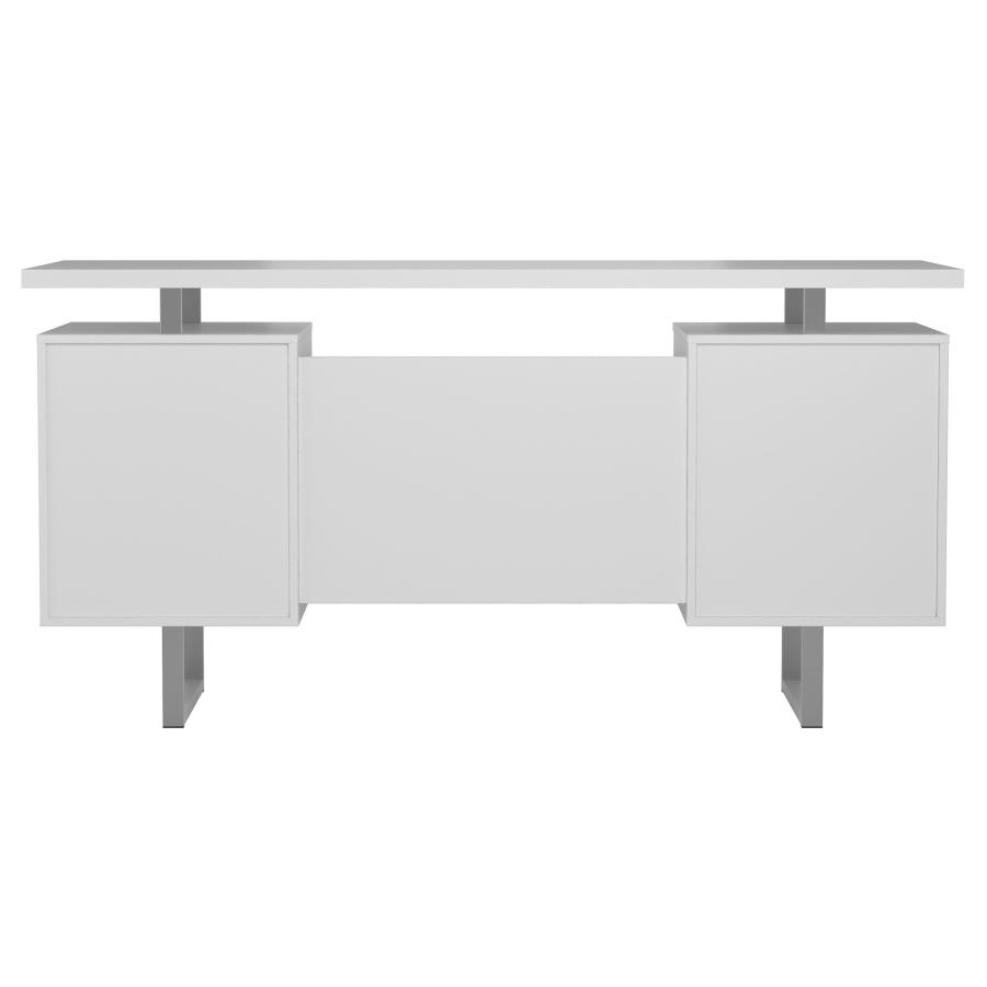 Lawtey 60-inch 2-drawer Computer Desk White High Gloss