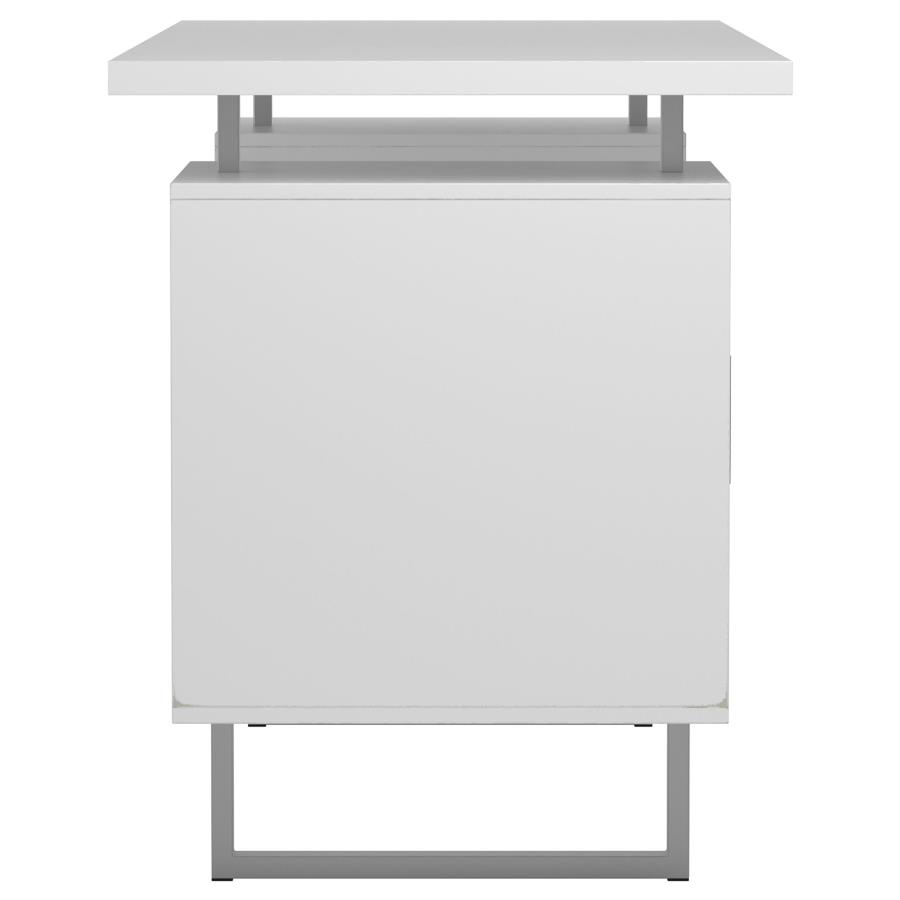 Lawtey 60-inch 2-drawer Computer Desk White High Gloss