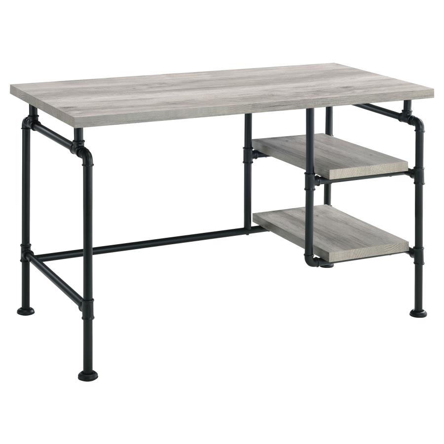 Delray 47-inch 2-shelf Piping Writing Desk Grey Driftwood (image for) Delray 47-inch 2-shelf Piping Writing Desk Grey Driftwood