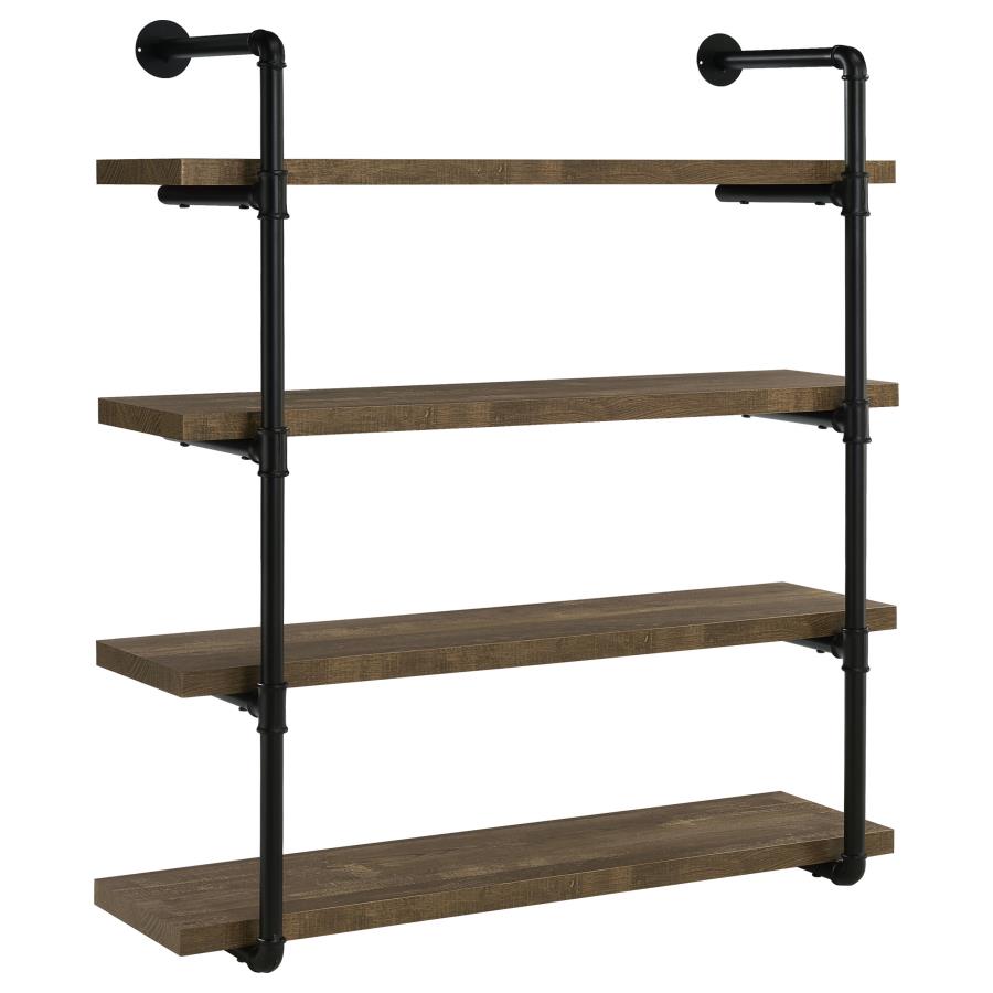Elmcrest 39-inch 4-shelf Wall Bookshelf Rustic Oak (image for) Elmcrest 39-inch 4-shelf Wall Bookshelf Rustic Oak