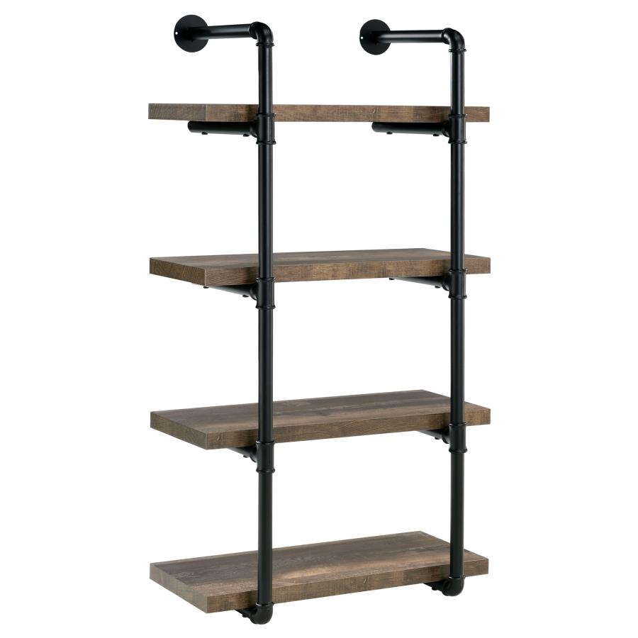 Elmcrest 24-inch 4-shelf Wall Bookshelf Rustic Oak (image for) Elmcrest 24-inch 4-shelf Wall Bookshelf Rustic Oak
