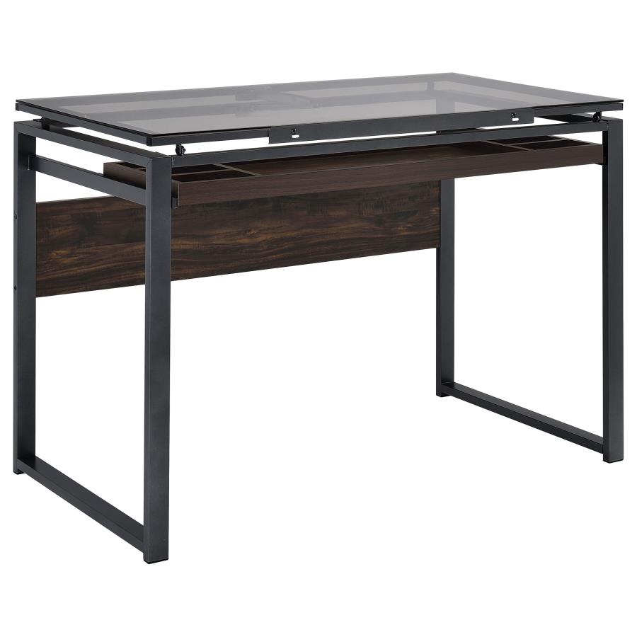 Pantano 42-inch Glass Top Drafting Table Dark Gunmetal