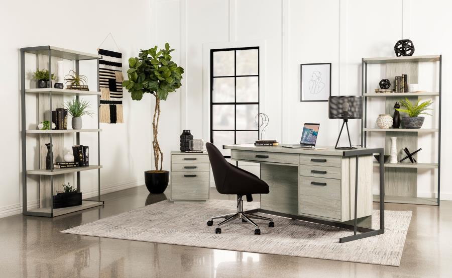 Modal Additional Images for Loomis 60-inch 4-drawer Computer Desk Whitewashed Grey