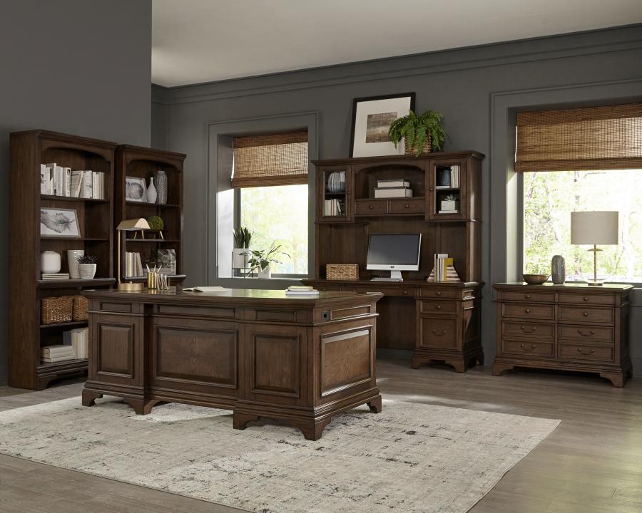 Modal Additional Images for Hartshill 66-inch 5-drawer Credenza with Hutch Burnished Oak