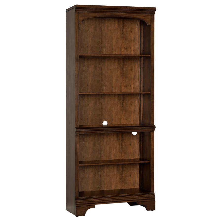 Hartshill 78-inch 5-shelf Bookcase Burnished Oak (image for) Hartshill 78-inch 5-shelf Bookcase Burnished Oak
