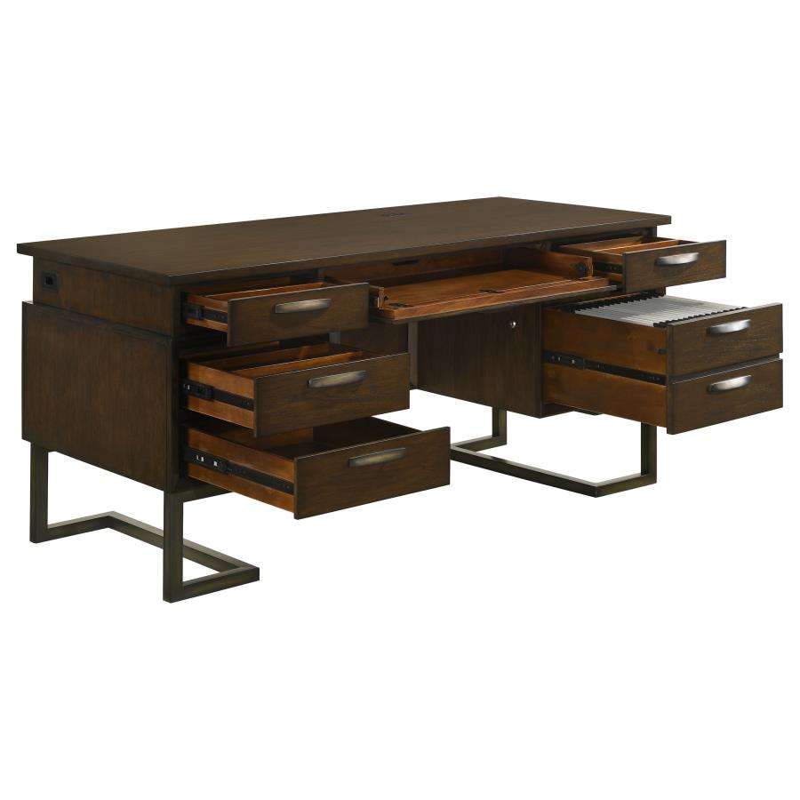 Marshall 66-inch 7-drawer Executive Office Desk Dark Walnut