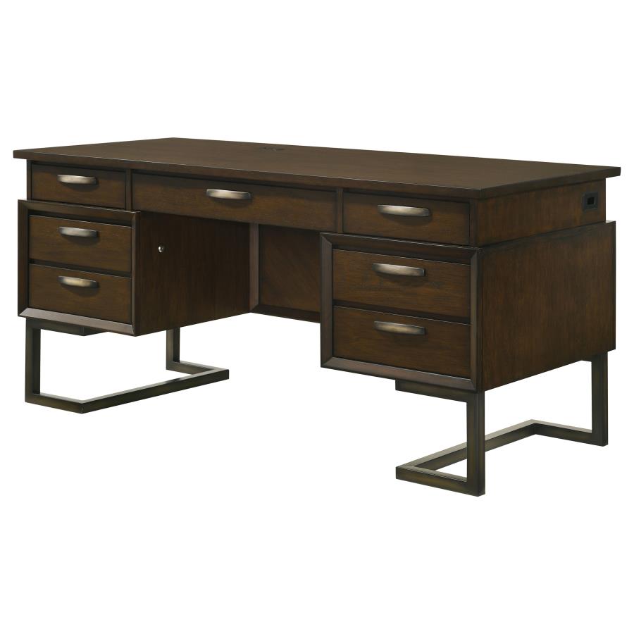 Marshall 66-inch 7-drawer Executive Office Desk Dark Walnut