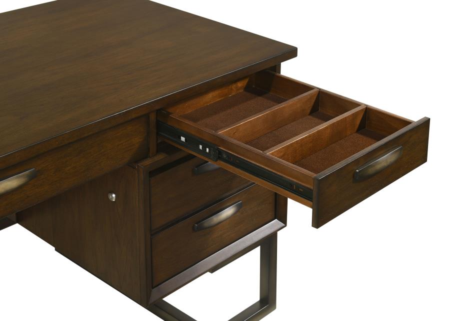 Marshall 66-inch 7-drawer Executive Office Desk Dark Walnut