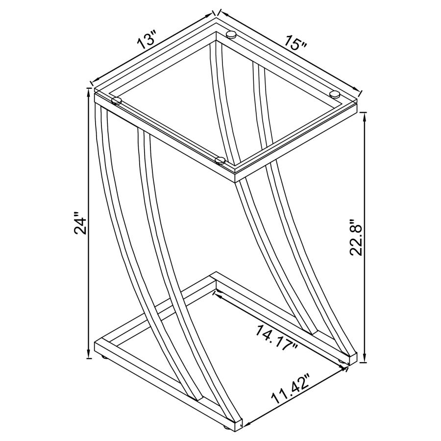 Modal Additional Images for Cayden Rectangular Glass Top Sofa Side Table Chrome