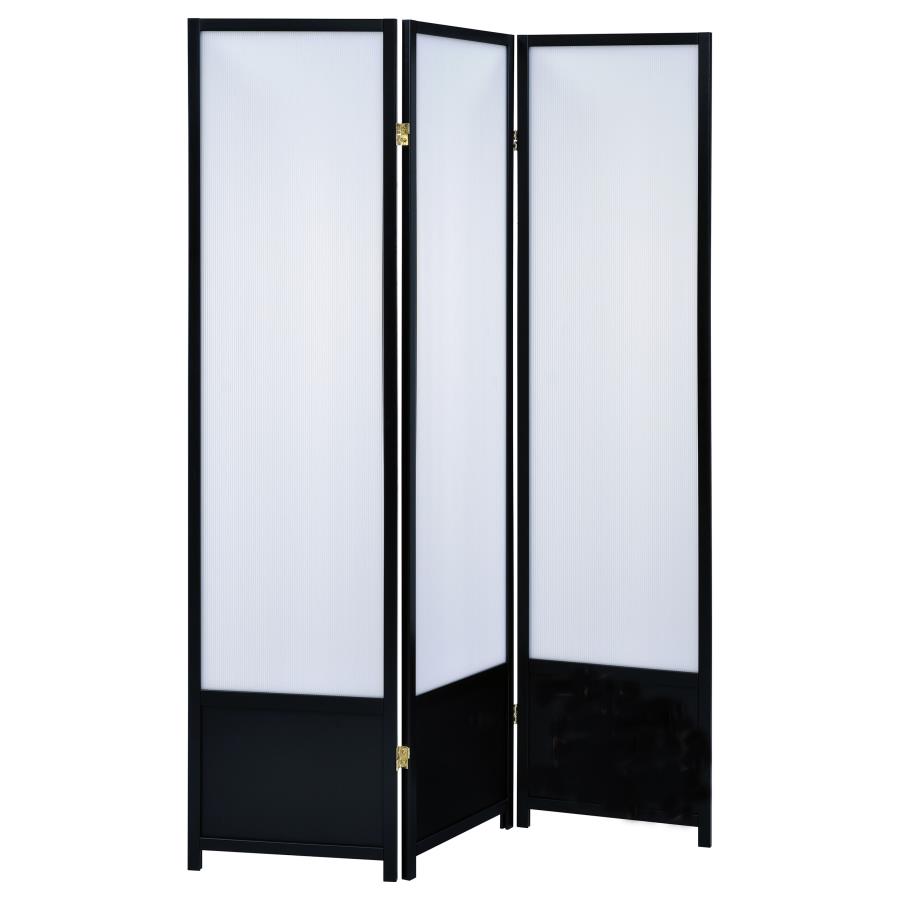 Calix 3-Panel Room Divider Folding Shoji Screen Black (image for) Calix 3-Panel Room Divider Folding Shoji Screen Black