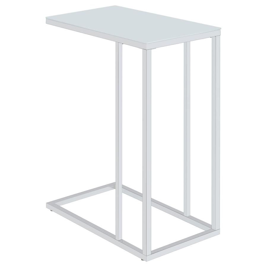 Stella Glass Top C-Shaped Sofa Side Table Chrome (image for) Stella Glass Top C-Shaped Sofa Side Table Chrome