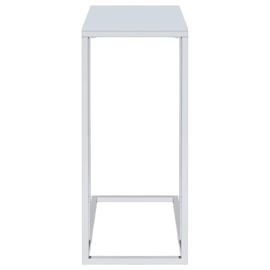 Stella Glass Top C-Shaped Sofa Side Table Chrome