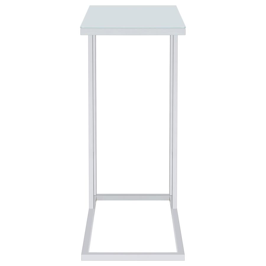 Stella Glass Top C-Shaped Sofa Side Table Chrome