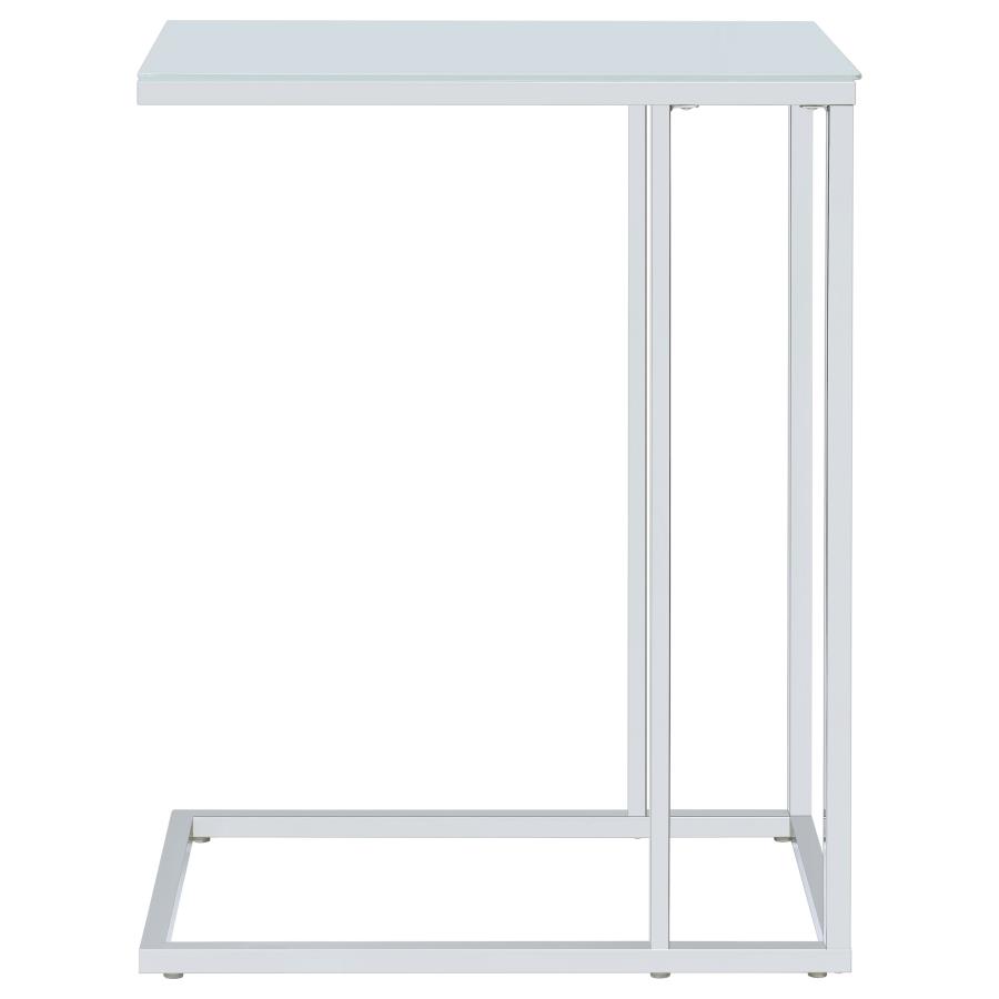 Stella Glass Top C-Shaped Sofa Side Table Chrome