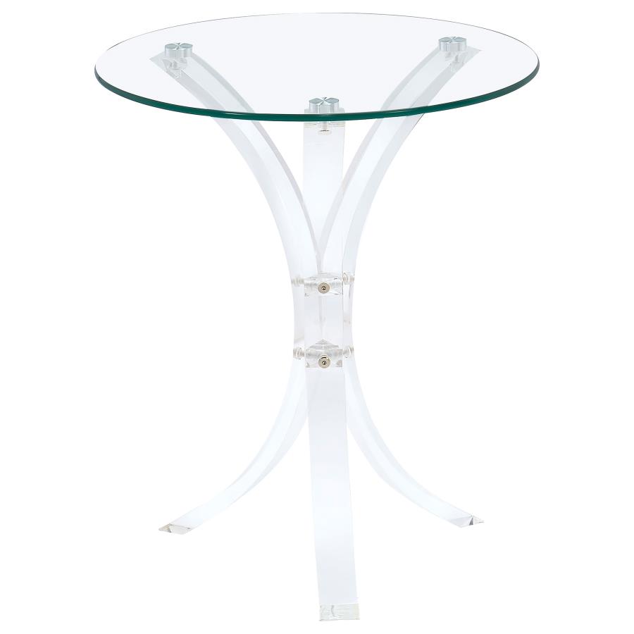 Laning Round Glass Top Acrylic Side Table Clear (image for) Laning Round Glass Top Acrylic Side Table Clear