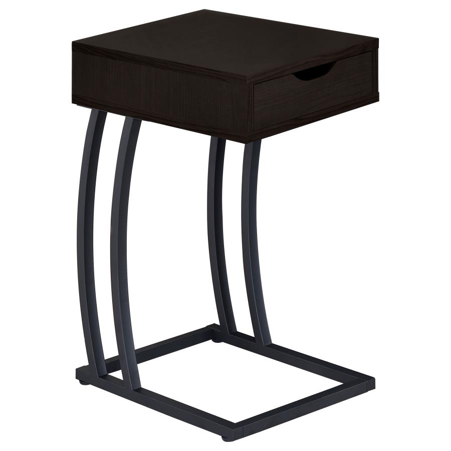 Troy 1-drawer C-Shaped Side Table Power Outlet Cappuccino (image for) Troy 1-drawer C-Shaped Side Table Power Outlet Cappuccino