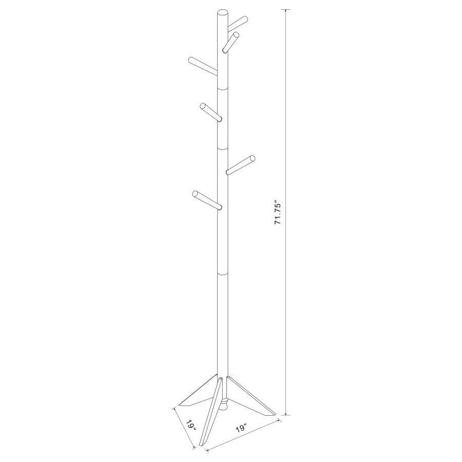 Modal Additional Images for Devlin 6 Hook Freestanding Wood Coat Rack Hat Hanger Grey