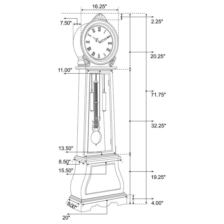 Modal Additional Images for Narcissa Grandfather Clock with Adjustable Chime Brown Red