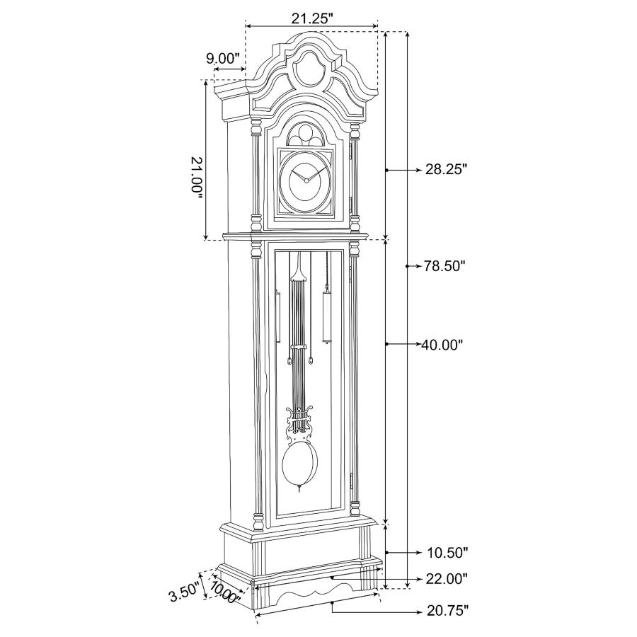 Modal Additional Images for Diggory Grandfather Clock with Adjustable Chime Brown Red