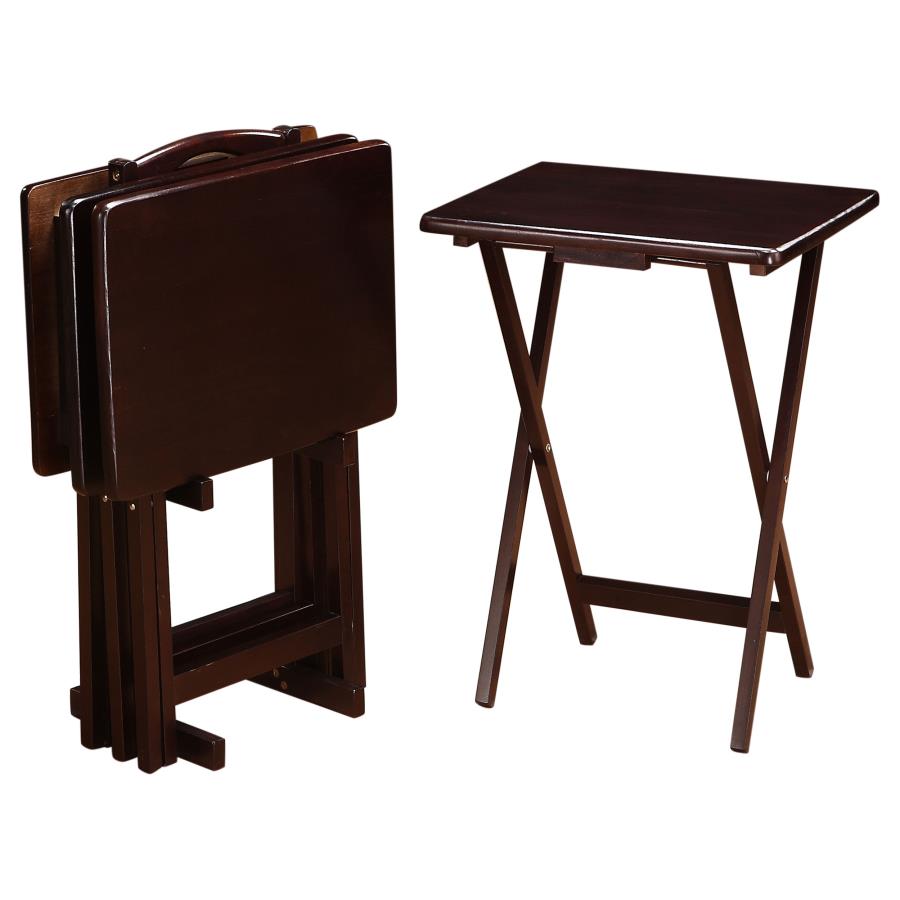 Donna 4-piece TV Tray Table Set with Stand Cappuccino (image for) Donna 4-piece TV Tray Table Set with Stand Cappuccino