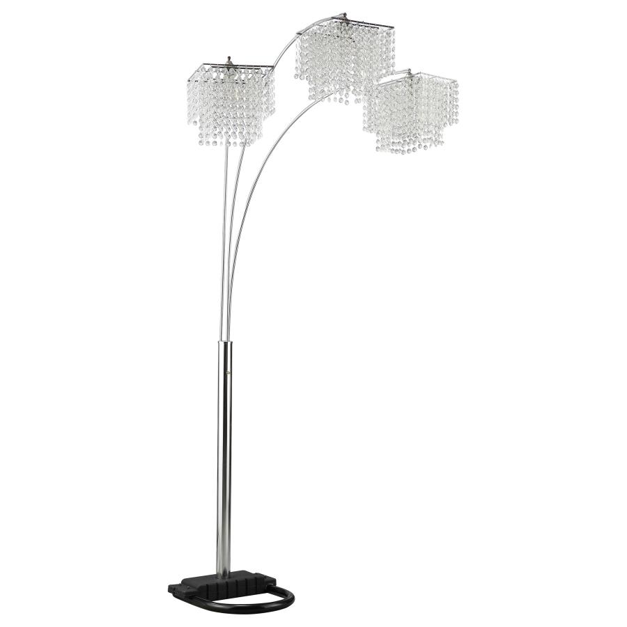 Miriam 90-inch Hanging Crystal Arc Floor Lamp Chrome (image for) Miriam 90-inch Hanging Crystal Arc Floor Lamp Chrome
