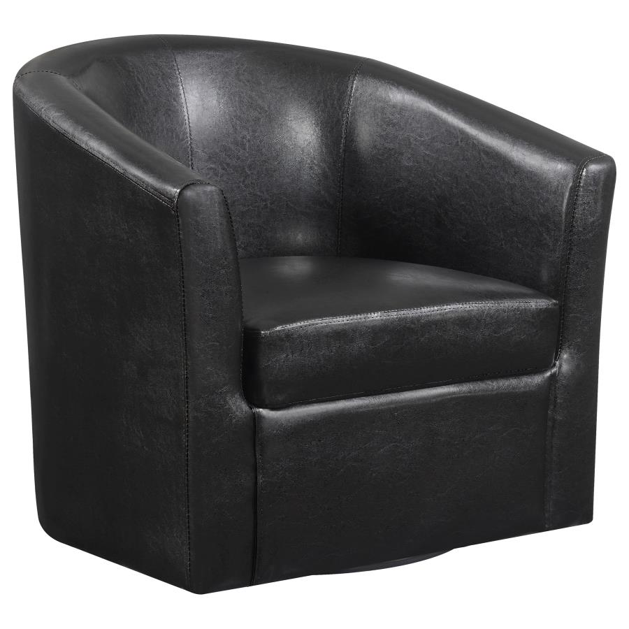 Turner Upholstered Barrel Back Swivel Chair Dark Brown (image for) Turner Upholstered Barrel Back Swivel Chair Dark Brown