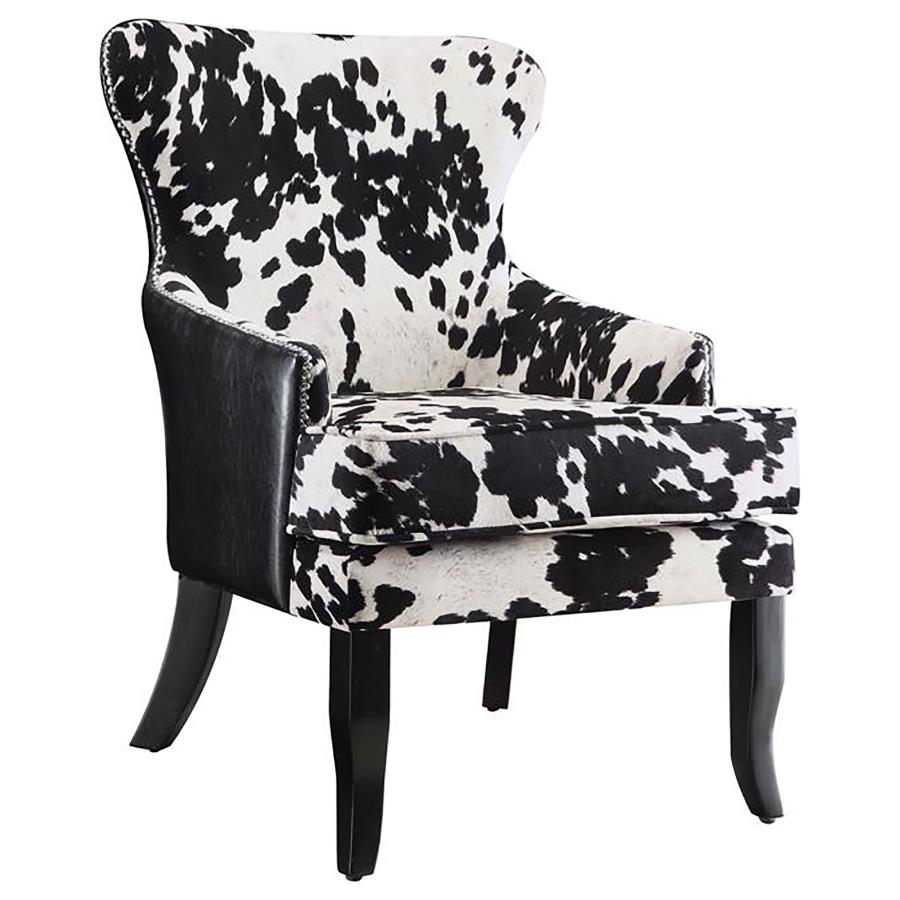 Trea Cowhide Print Upholstered Accent Chair Black and White (image for) Trea Cowhide Print Upholstered Accent Chair Black and White