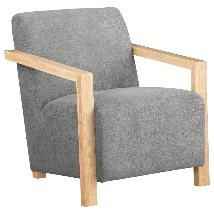Diego Upholstered Accent Arm Chair with Wood Arms Grey (image for) Diego Upholstered Accent Arm Chair with Wood Arms Grey