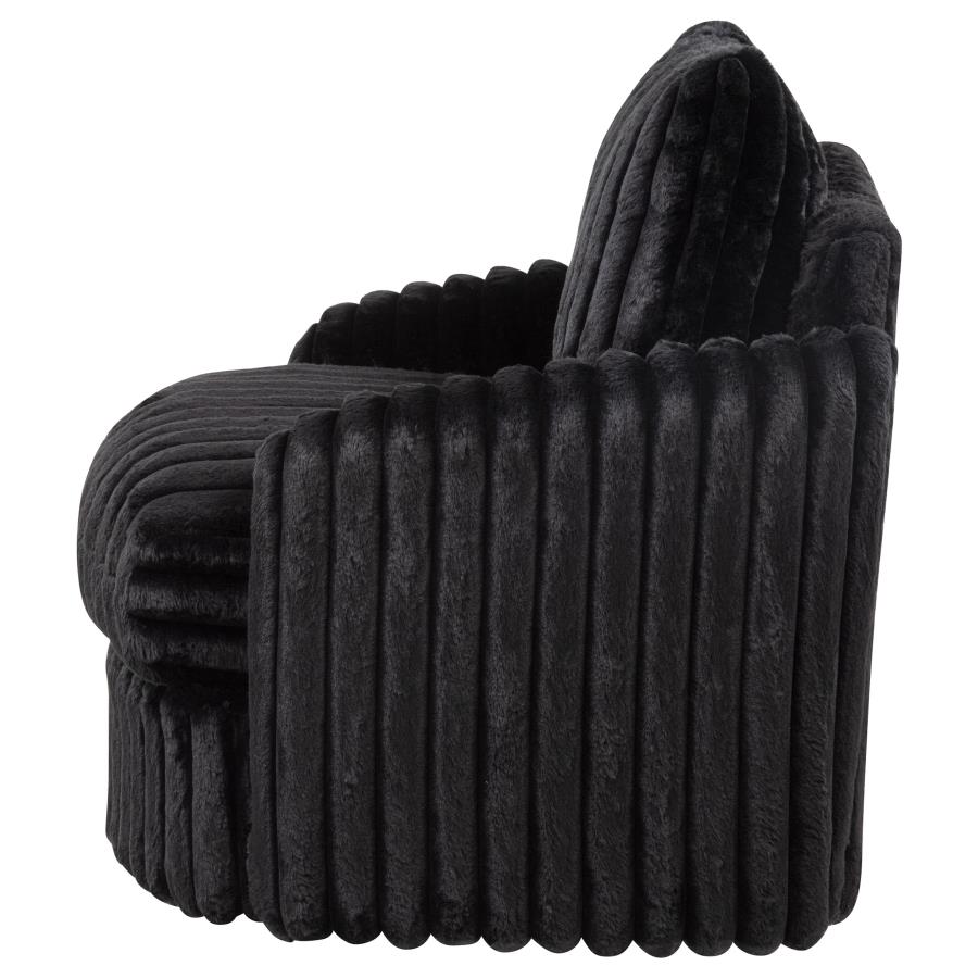 Sarco Corduroy Upholstered Swivel Accent Arm Chair Black