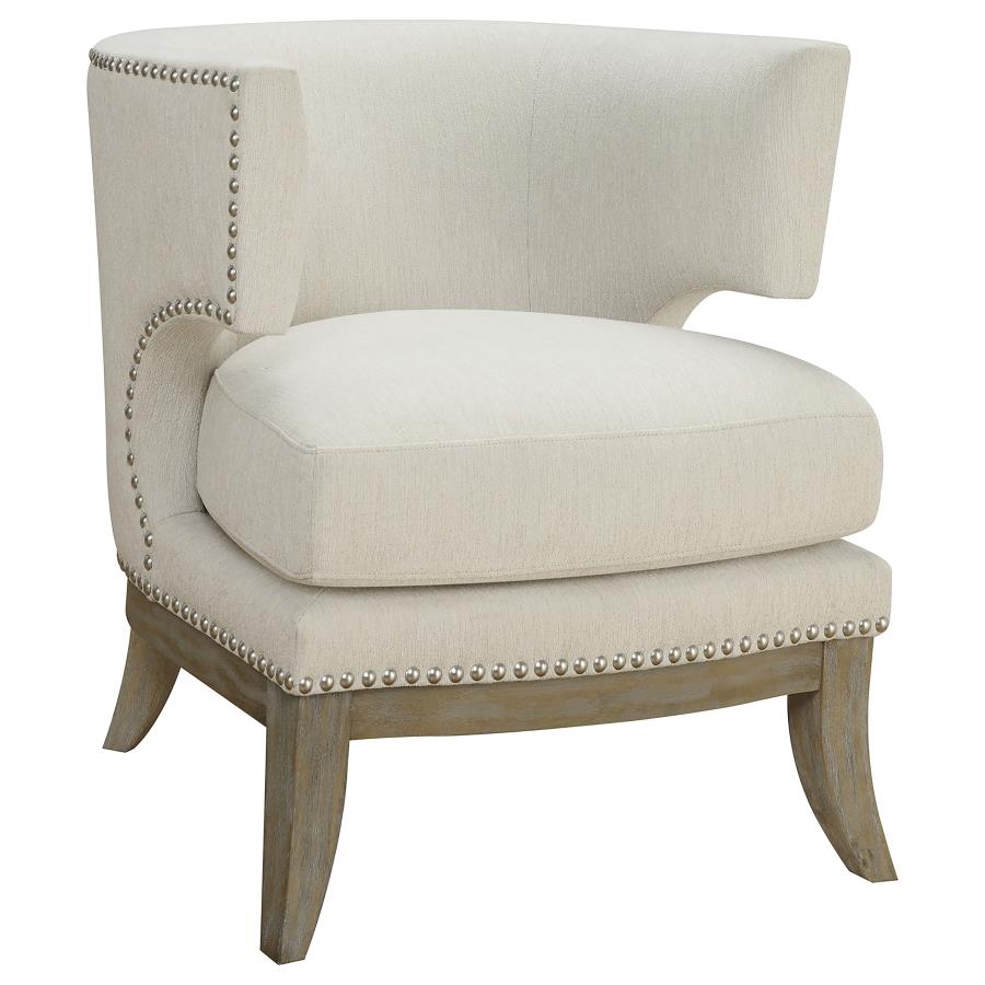 Jordan Upholstered Barrel Back Accent Chair White (image for) Jordan Upholstered Barrel Back Accent Chair White