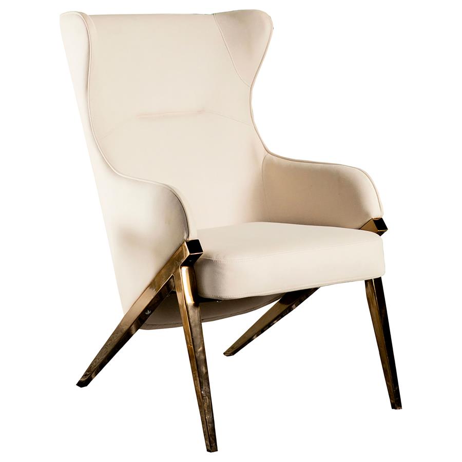 Walker Upholstered high Wingback Accent Chair Cream (image for) Walker Upholstered high Wingback Accent Chair Cream