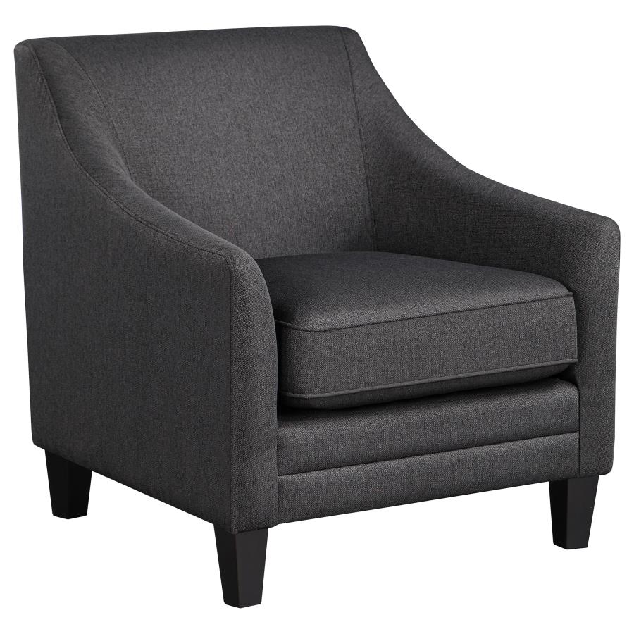 Liam Upholstered Sloped Arm Accent Club Chair Barely Black (image for) Liam Upholstered Sloped Arm Accent Club Chair Barely Black