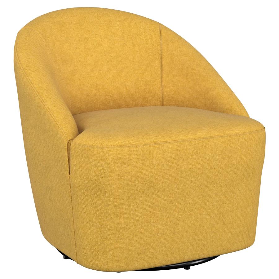 Leon Upholstered Barrel Accent Swivel Chair Mustard Yellow (image for) Leon Upholstered Barrel Accent Swivel Chair Mustard Yellow