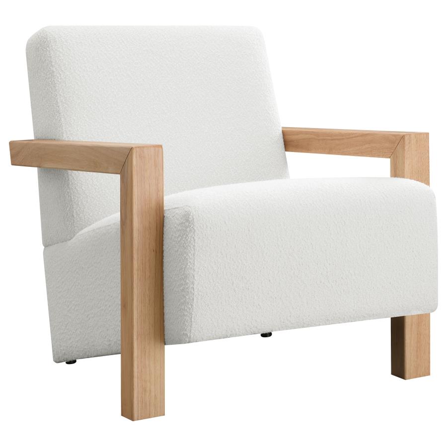 Fitzroy Boucle Upholstered Accent Arm Chair Ivory (image for) Fitzroy Boucle Upholstered Accent Arm Chair Ivory