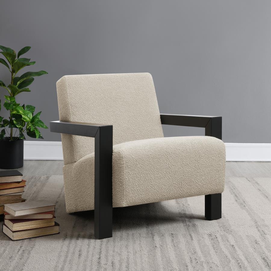 Fitzroy Boucle Upholstered Accent Arm Chair Latte (image for) Fitzroy Boucle Upholstered Accent Arm Chair Latte