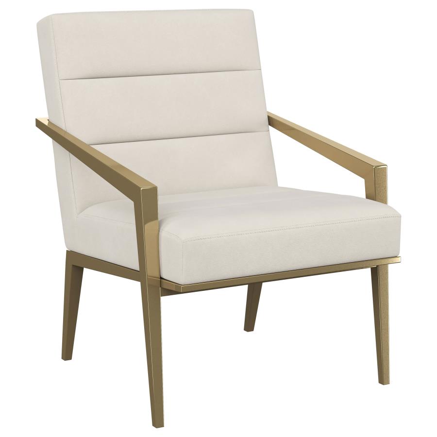 Kirra Upholstered Metal Arm Accent Chair Cream (image for) Kirra Upholstered Metal Arm Accent Chair Cream