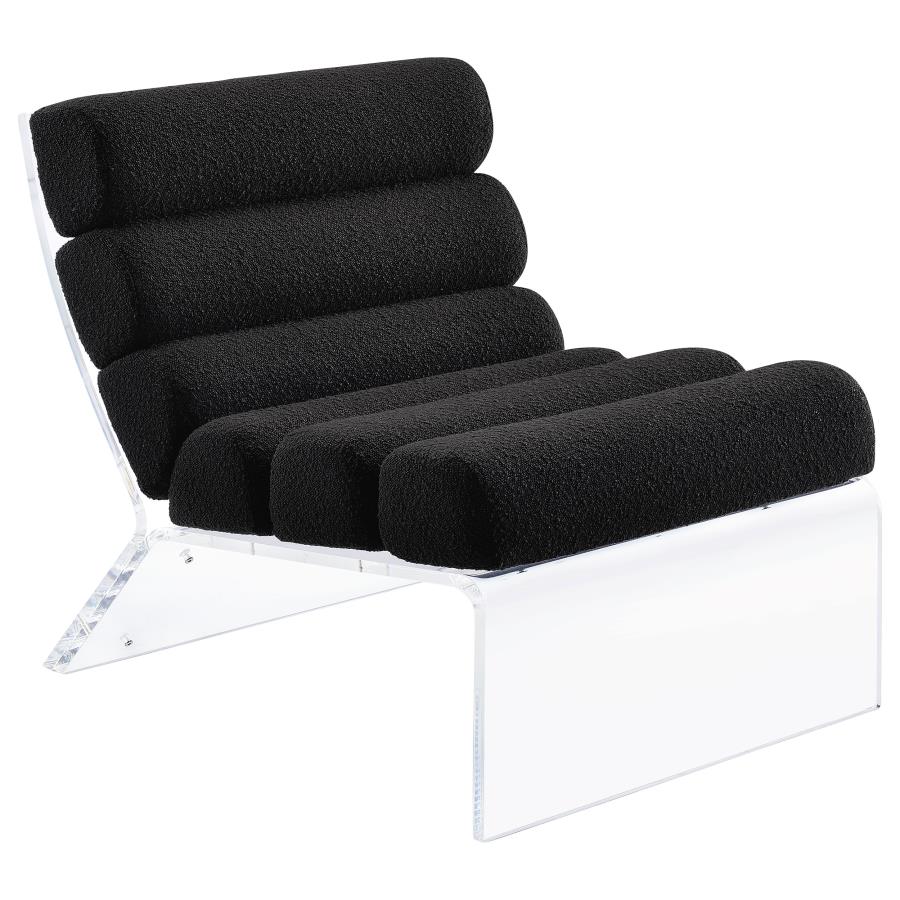 Serreta Boucle Upholstered Armless Acrylic Chair Black (image for) Serreta Boucle Upholstered Armless Acrylic Chair Black