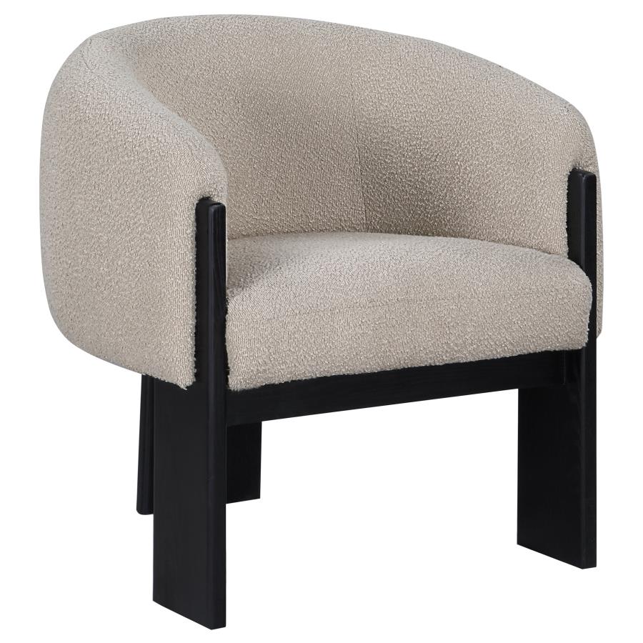 Valdez Boucle Upholstered Barrel Back Accent Chair Beige (image for) Valdez Boucle Upholstered Barrel Back Accent Chair Beige