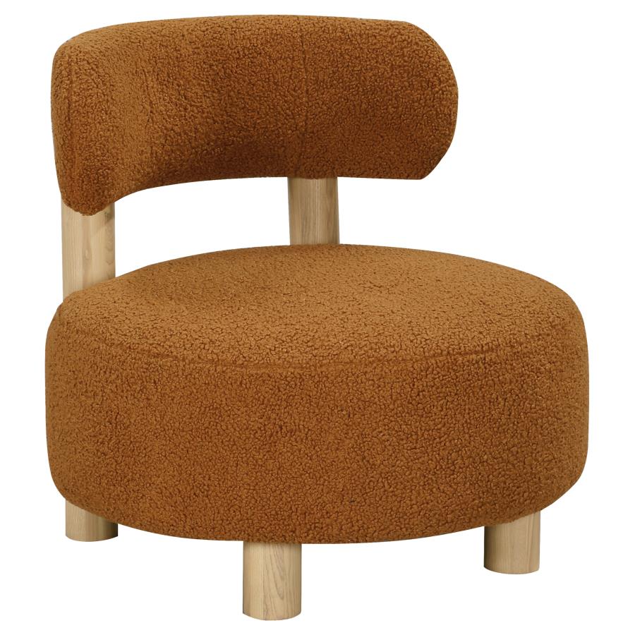 Zonie Boucle Upholstered Barrel Back Accent Chair Orange (image for) Zonie Boucle Upholstered Barrel Back Accent Chair Orange