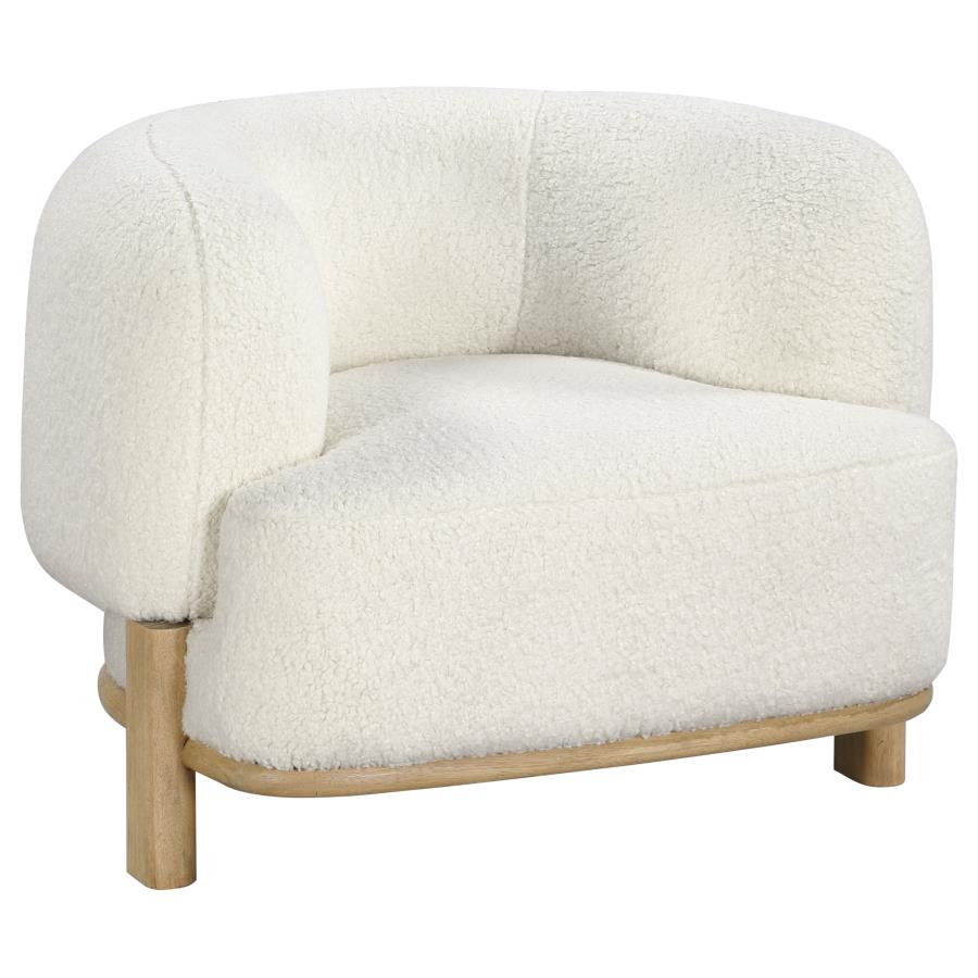 Lawler Upholstered Barrel Back Accent Chair Ivory (image for) Lawler Upholstered Barrel Back Accent Chair Ivory