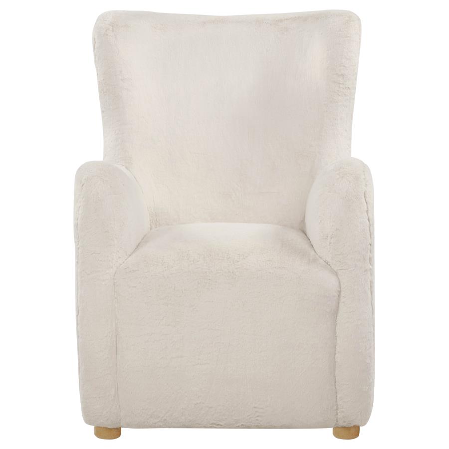 Thornton Faux Fur Upholstered Wingback Lounge Accent Chair Ivory