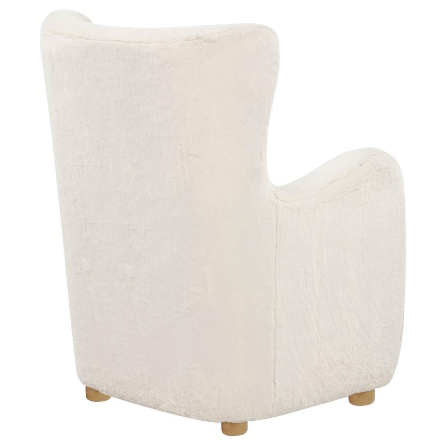 Thornton Faux Fur Upholstered Wingback Lounge Accent Chair Ivory