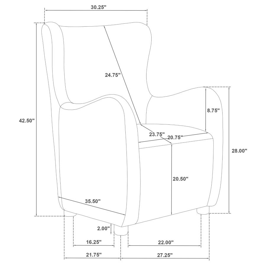 Modal Additional Images for Thornton Faux Fur Upholstered Wingback Lounge Accent Chair Ivory
