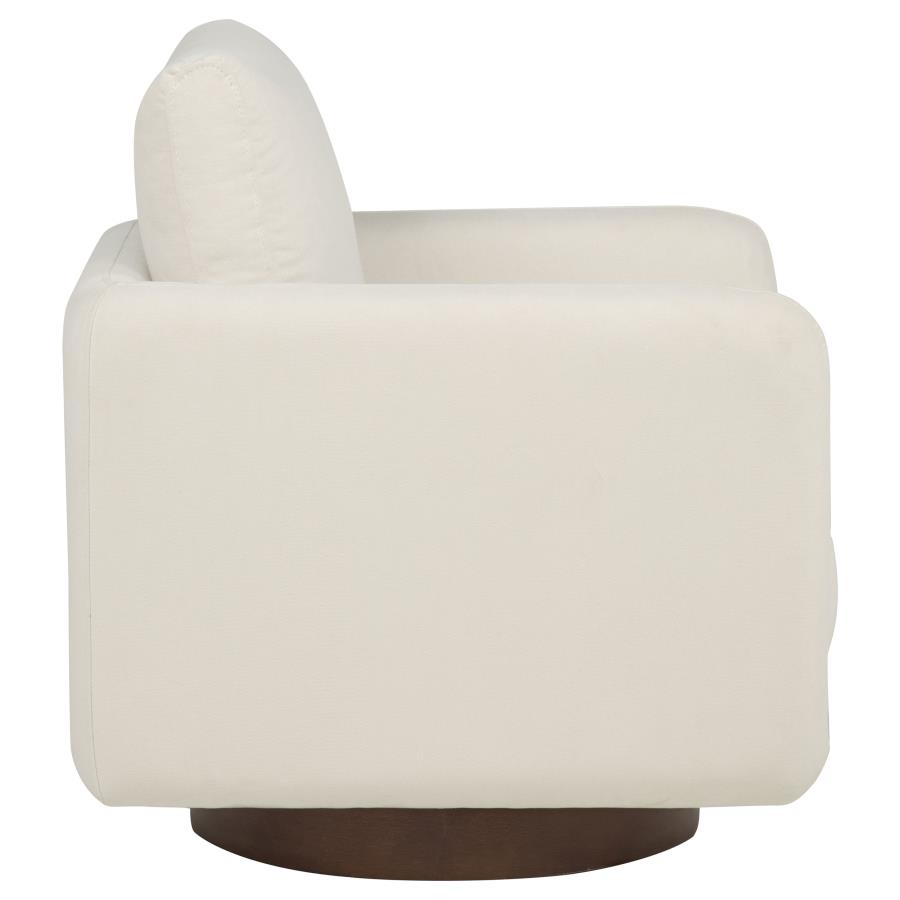 Iris Fabric Upholstered Swivel Accent Chair Ivory