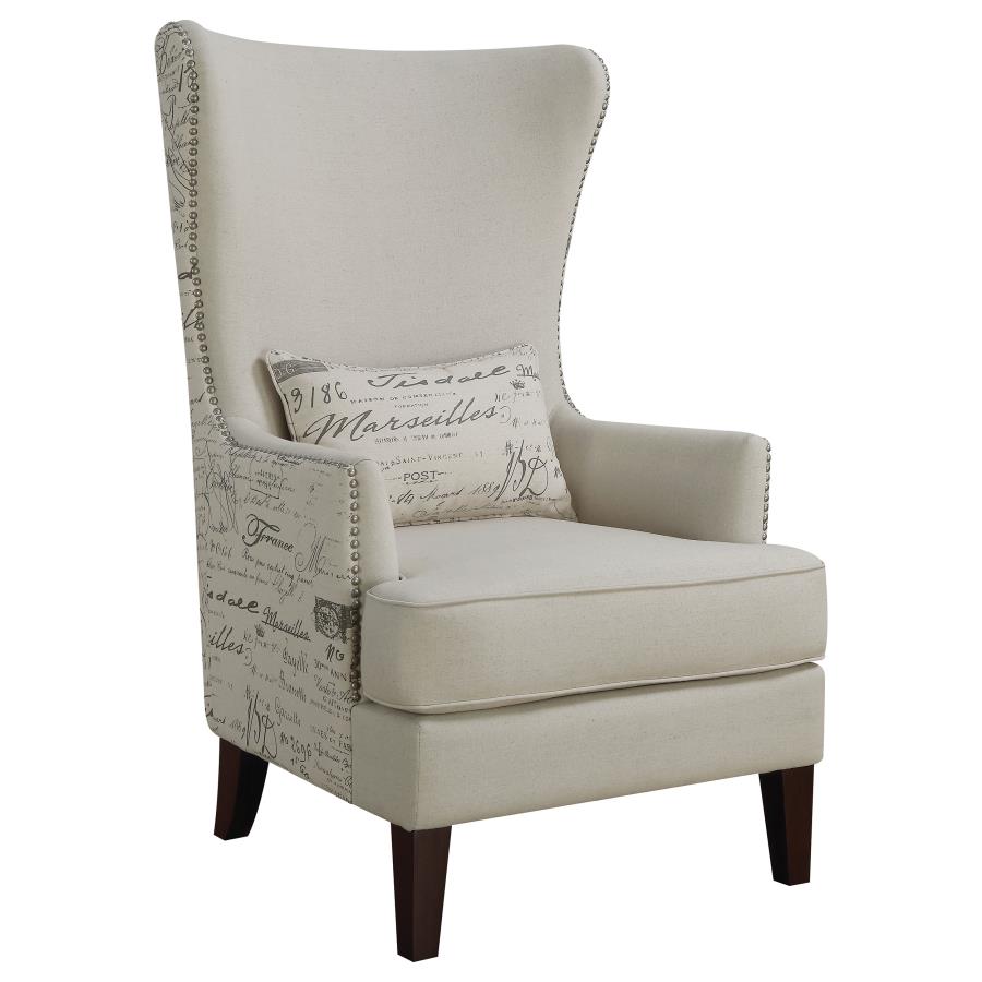 Pippin Upholstered High Wingback Accent Chair Cream (image for) Pippin Upholstered High Wingback Accent Chair Cream