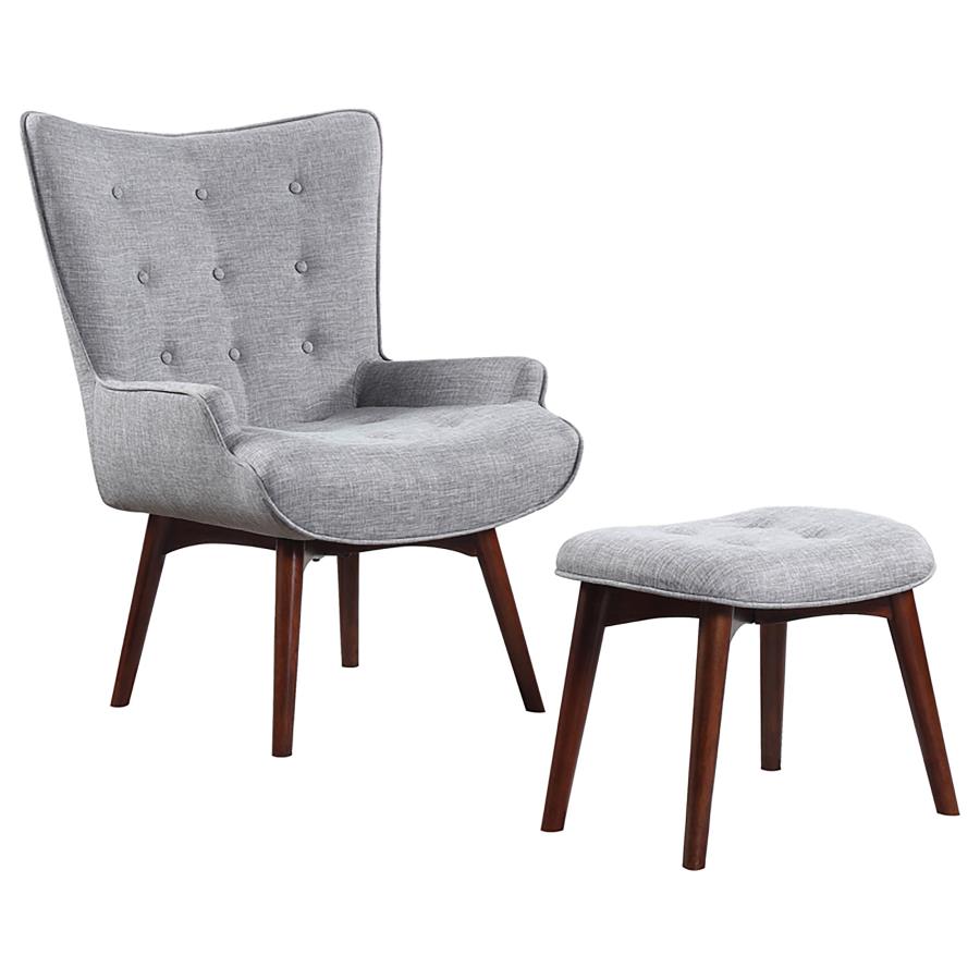 Willow Upholstered Accent Chair with Ottoman Grey and Brown (image for) Willow Upholstered Accent Chair with Ottoman Grey and Brown