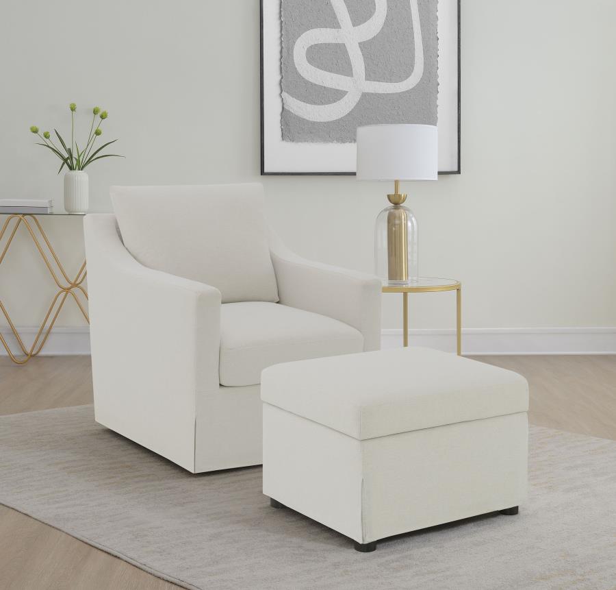 Modal Additional Images for Winter Upholstered Sloped Arm Accent Swivel Chair Beige