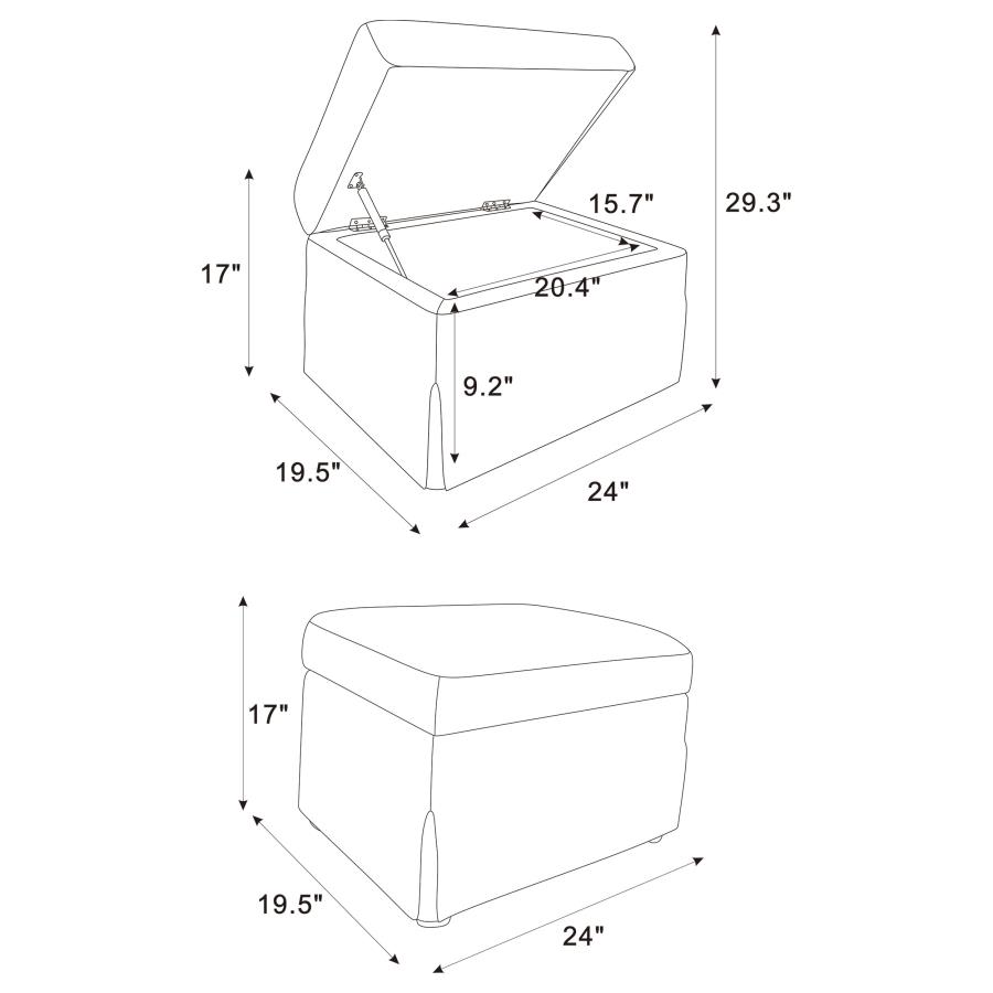 Winter Upholstered Hydraulic Lift Top Storage Ottoman Grey
